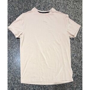 Mens Tan Short Sleeve Crew Neck T-Shirt Solid Basic Casual Tee Size Small